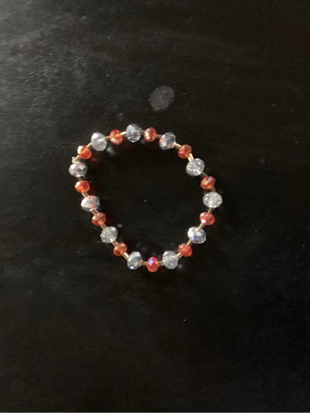 Crystal Bead Stretch Bracelet in Red and Clear